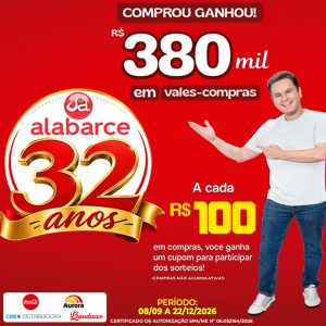 🎉🥳 O Alabarce está completando 32 anos, e quem ganha o presente é você!
