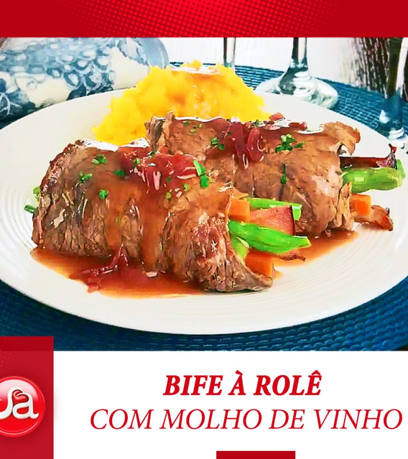 Bife à rolê com molho de vinho
