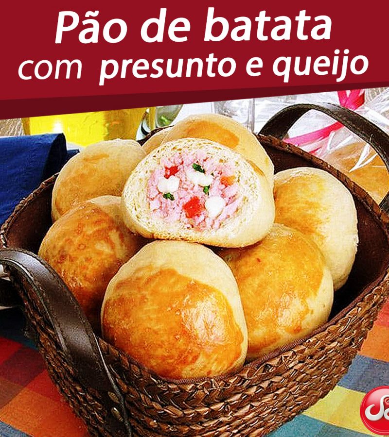 Pão de batata com presunto e queijo