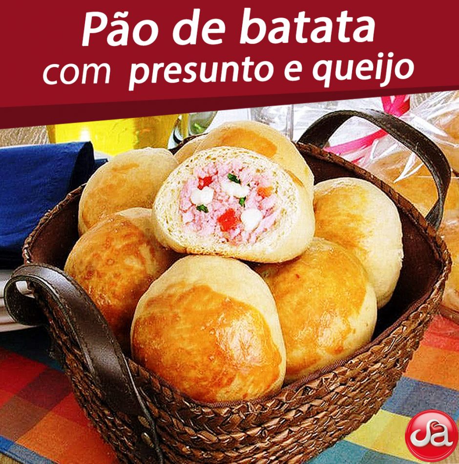 Pão de batata com presunto e queijo