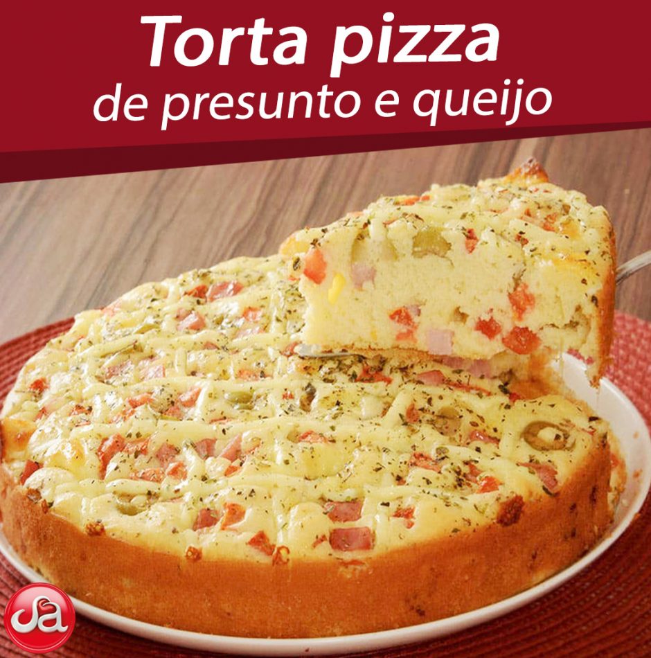 Torta-pizza de presunto e queijo.